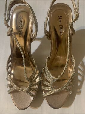 Silver Slipper Cinderella sparkle heels